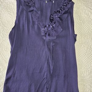 Elie Tahari Deep Purple Ruffle Blouse
